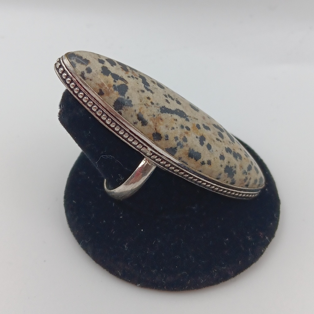 DALMATIAN STONE RING SIZE 7 - Picture 2 of 5